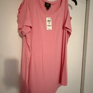 JM Collection Pink Cold Shoulder Blouse